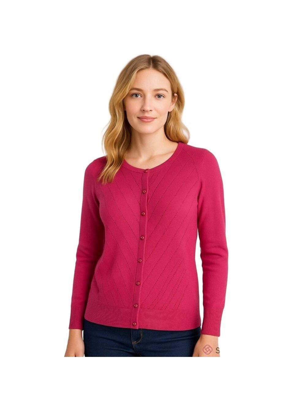 New York & Company Pink Knit Cardigan Womens M